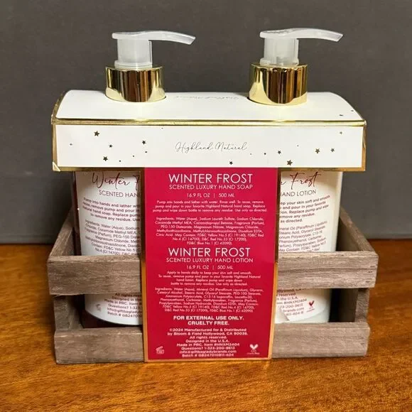 NIB Highland Natural Winter Frost Scented Luxury Hand Soap Lotion Set 16.9 fl oz - Picture 3 of 9